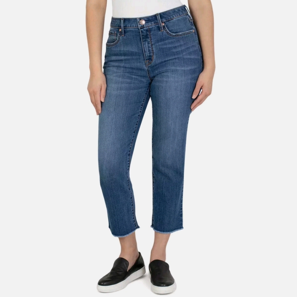 Seven7 Women's High Waisted Relaxed Fit Tower Straight Crop Jean